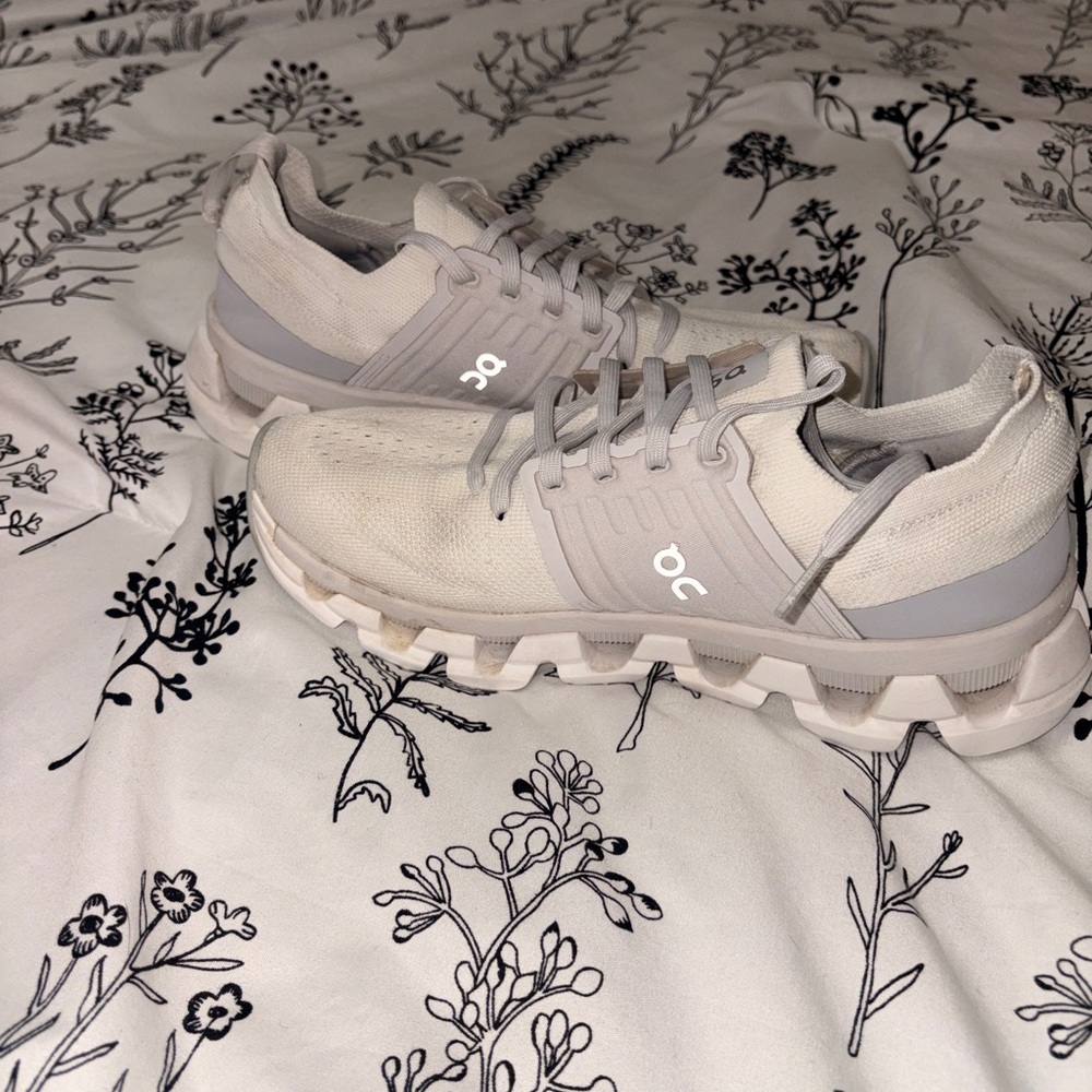 On Running White and Gray Sneakers